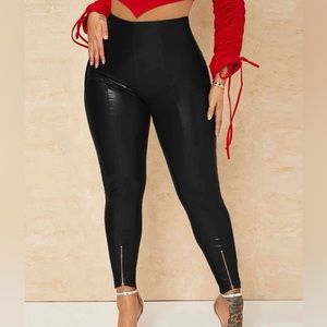 SHEIN SXY High Waist PU Leather Skinny Pants Black Size L